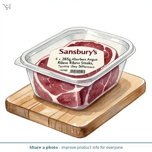 Sainsbury's 4 x 285g Aberdeen Angus Ribeye Steaks, Taste the Difference