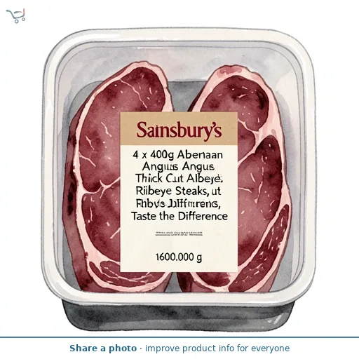Sainsbury's 4 x 400g Aberdeen Angus Thick Cut Ribeye Steaks, Taste the Difference