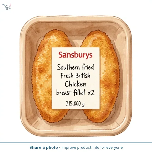 Sainsbury's Southern fried Fresh British Chicken breast fillet x2 315g
