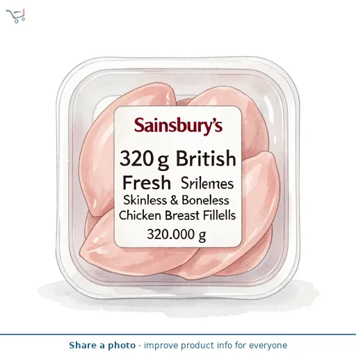 Sainsbury's 320g British Fresh Skinless & Boneless Chicken Breast Fillets