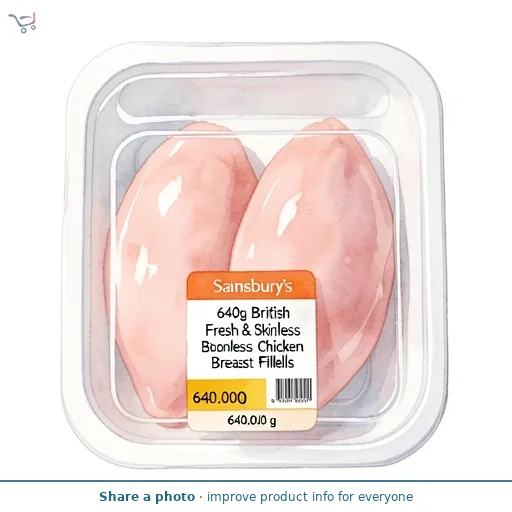 Sainsbury's 640g British Fresh Skinless & Boneless Chicken Breast Fillets