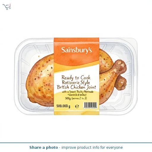Sainsbury's Ready to Cook Rotisserie Style British Chicken Joint with a Sweet & Sticky Marinade 500g (serves 2 to 3)