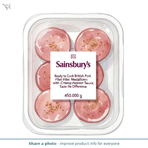 Sainsbury's Ready to Cook British Pork Fillet Medallions with a Creamy Mushroom Sauce, Taste the Difference 450g