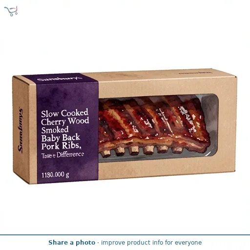 Sainsbury's Slow Cooked Cherry Wood Smoked Baby Back Pork Ribs, Taste the Difference 1.18 kg