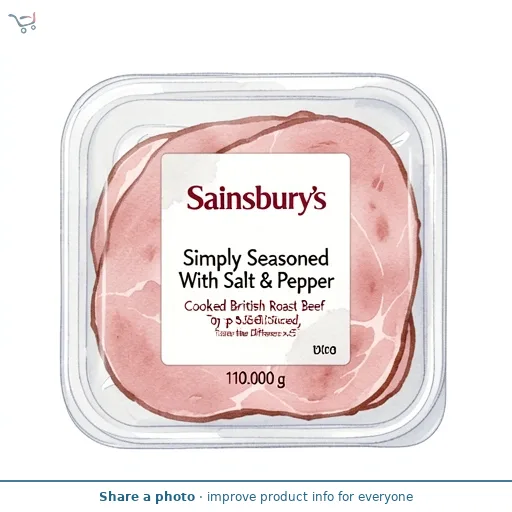 Sainsbury's Simply Seasoned With Salt & Pepper Cooked British Roast Beef Top Sliced, Taste the Difference x5 110g