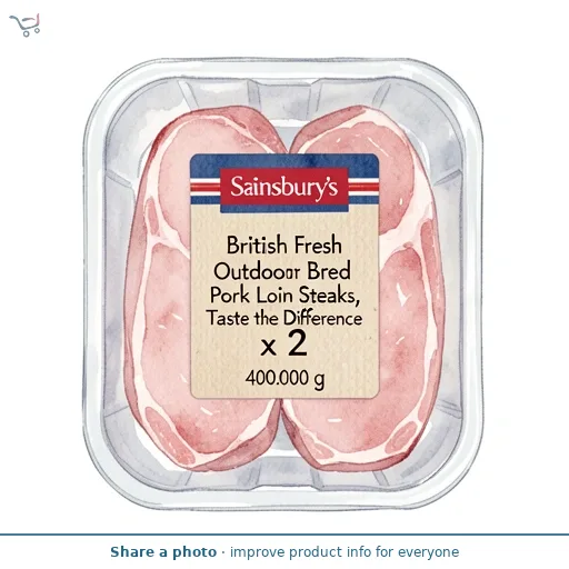 Sainsbury's British Fresh Outdoor Bred Pork Loin Steaks, Taste the Difference x2 400g
