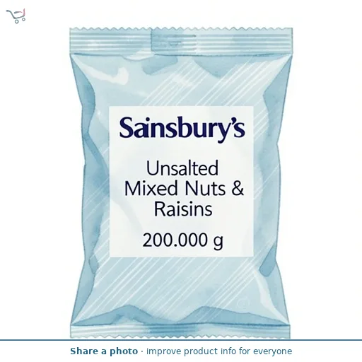 Sainsbury's Unsalted Mixed Nuts & Raisins 200g