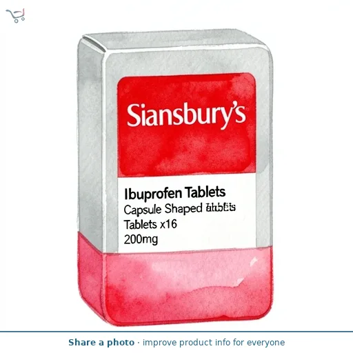 Sainsbury's Ibuprofen Tablets Capsule Shaped Tablets x16 200mg