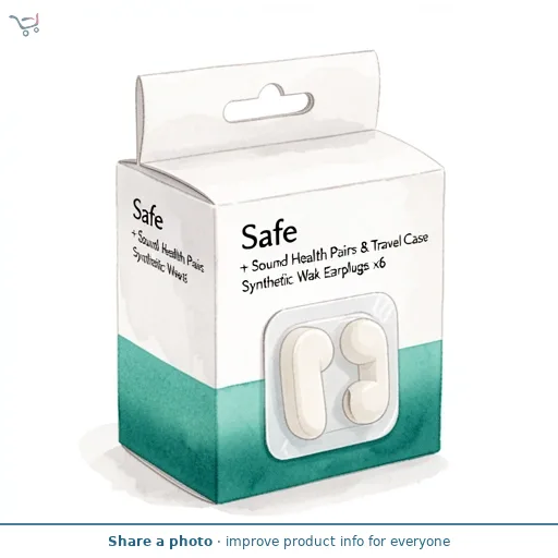Safe + Sound Health Pairs & Travel Case Synthetic Wax Earplugs x6