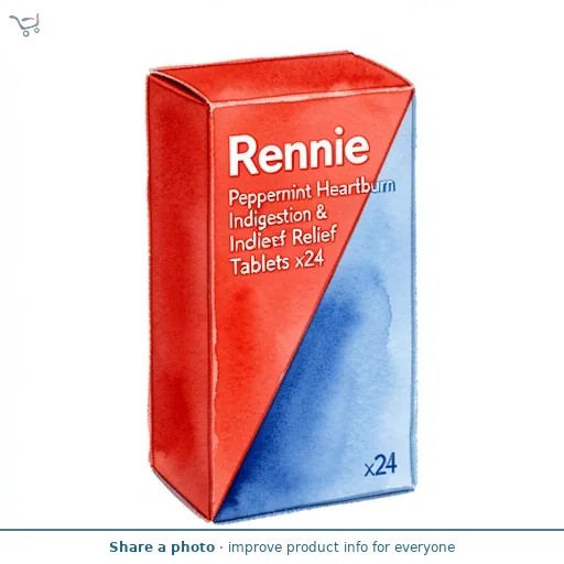 Rennie Peppermint Heartburn & Indigestion Relief Tablets x24