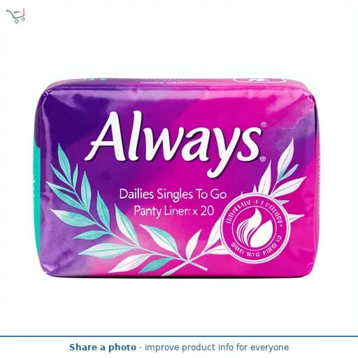 Always Dailies Singles To Go Panty Liners x 20