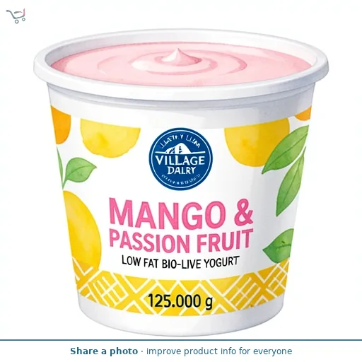 Village Dairy Llaeth Y Llan Mango & Passion Fruit Low Fat Bio-Live Yogurt 125g