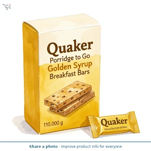 Quaker Porridge To Go Golden Syrup Breakfast Bars 2x55g