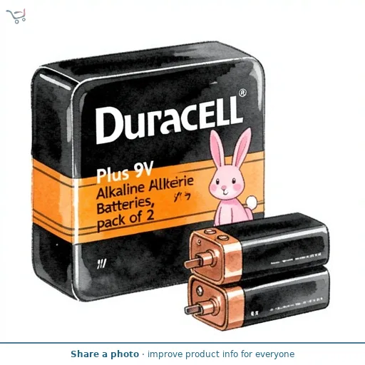 Duracell Plus 9V Alkaline Batteries, pack of 2