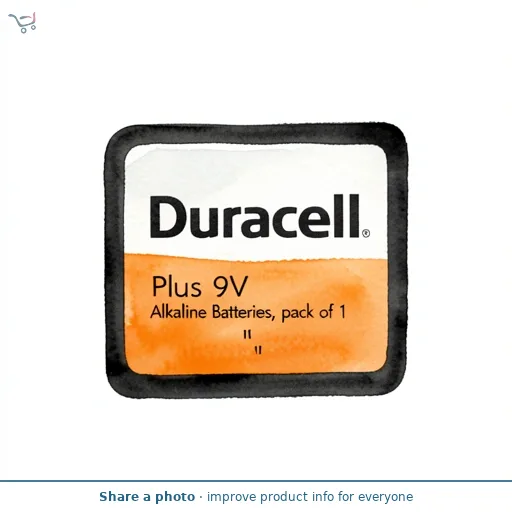 Duracell Plus 9V Alkaline Batteries, pack of 1