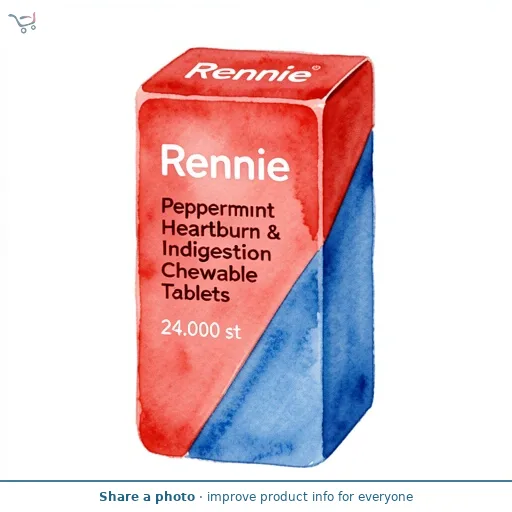 Rennie Peppermint Heartburn & Indigestion Chewable Tablets