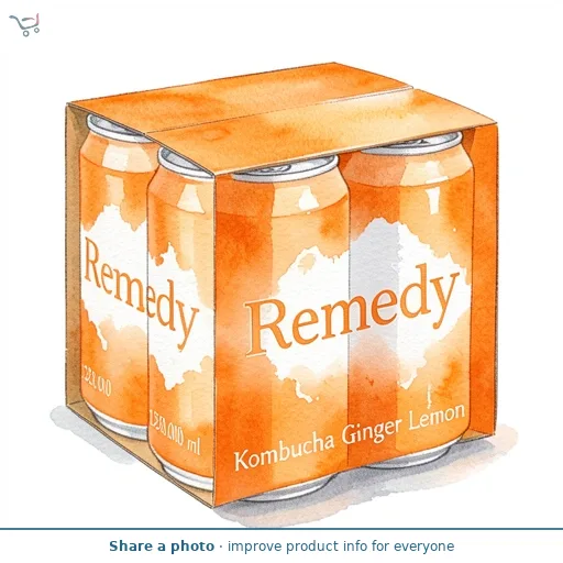 Remedy Ginger Lemon Kombucha Cans   4 x 330ml