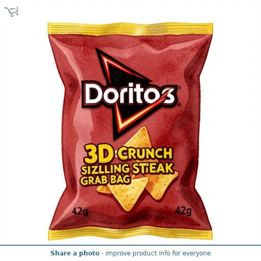 Doritos 3D Crunch Sizzling Steak Grab Bag Crisps 42g