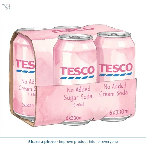 Tesco No Added Sugar Cream Soda 6x330ml