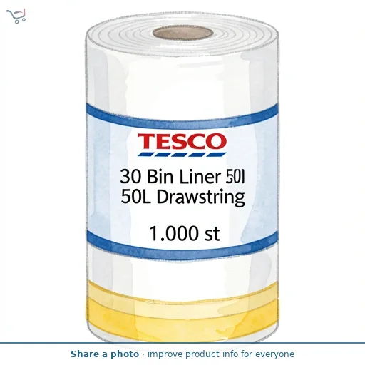 Tesco 30 Bin Liner 50L Drawstring