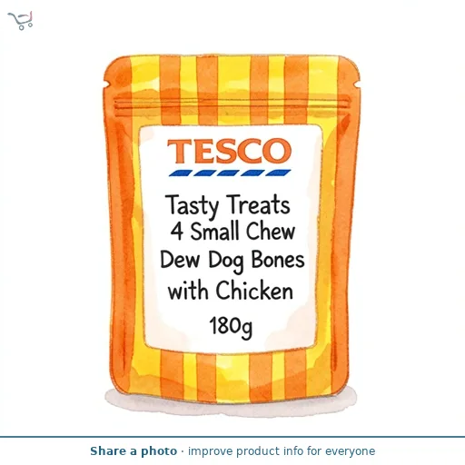 Tesco Tasty Treats 4 Small Chew Dog Bones with Chicken 180g