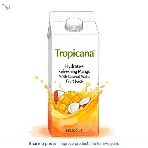 Tropicana Hydrate+ Refreshing Mango With Coconut Water Juice Drink 850ml