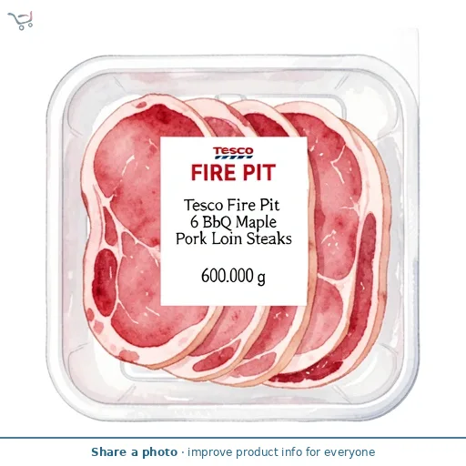 Tesco Fire Pit 6 Bbq Maple Pork Loin Steaks 600G