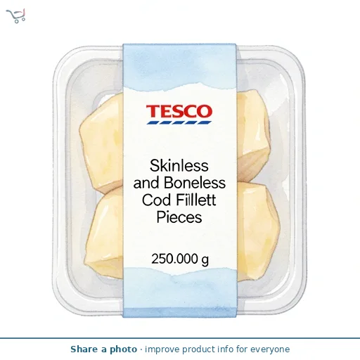 Tesco Skinless and Boneless Cod Fillet Pieces 250g