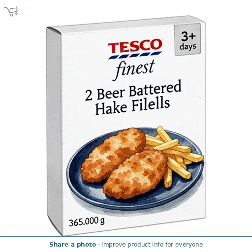 Tesco Finest 2 Beer Battered Hake Fillets 365g