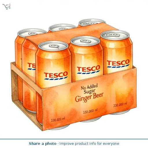 Tesco No Added Sugar Ginger Beer 6x330ml