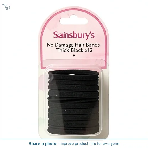 Sainsbury's No Damage Hair Bands Thick Black x12