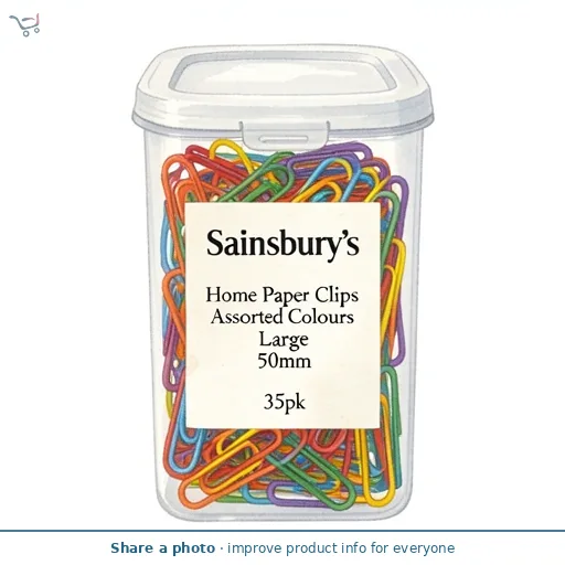 Sainsbury's Home Paper Clips Assorted Colours Large 50mm 35pk