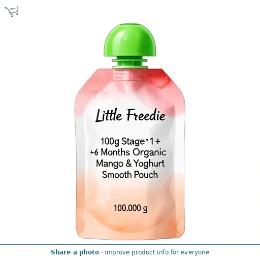 Little Freddie 100g Stage 1 +6 Months Organic Mango & Peach Yoghurt Smooth Pouch