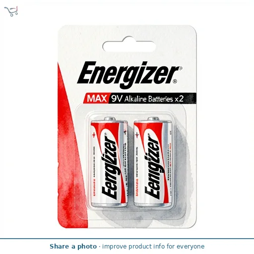 Energizer Max 9V Alkaline Batteries x2