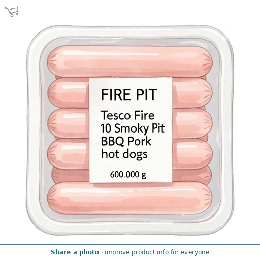 Tesco Fire Pit 10 Smoky BBQ Pork hot dogs 600g