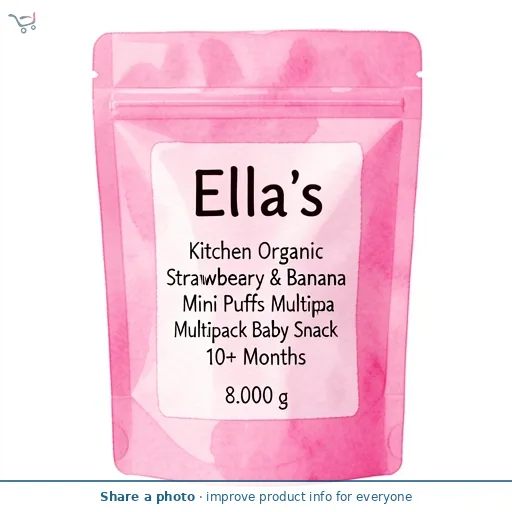 Ella's Kitchen Organic Strawberry & Banana Mini Puffs Multipack Baby Snack 10+ Months 4x8g