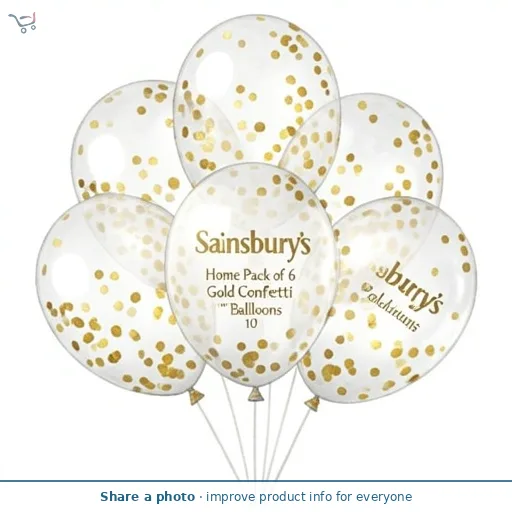 Sainsbury's Home Pack of 6 Gold Confetti 10" Balloons