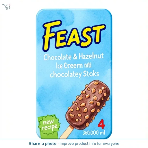 Feast Chocolate & Hazelnut Ice Cream Sticks 4x 90 ml