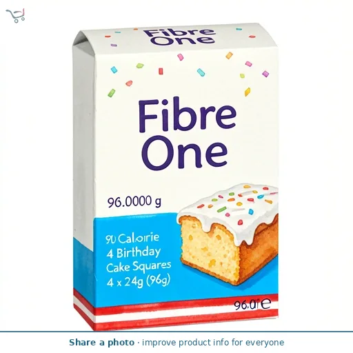 Fibre One 90 Calorie 4 Birthday Cake Squares 4 x 24g (96g)