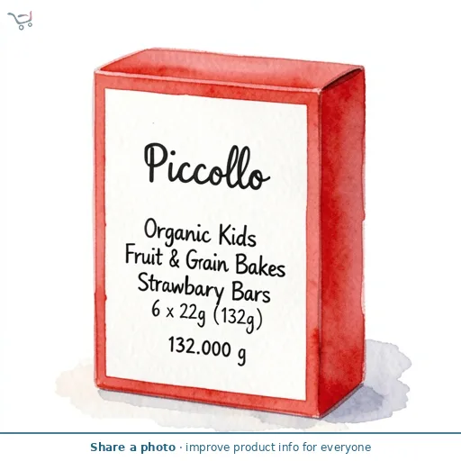Piccolo Organic Kids Fruit & Grain Bakes Strawberry Bars 6 x 22g (132g)