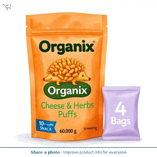 Organix Cheese & Herb Organic Baby Puffs Multipack 10 months+ 4x15g