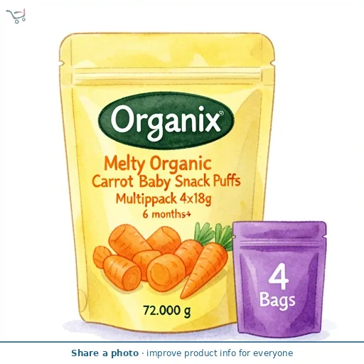 Organix Melty Organic Carrot Baby Snack Puffs Multipack 4x18g 6 months+