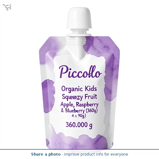 Piccolo Organic Squeezy Fruit Apple Raspberry & Blueberry 4X90g