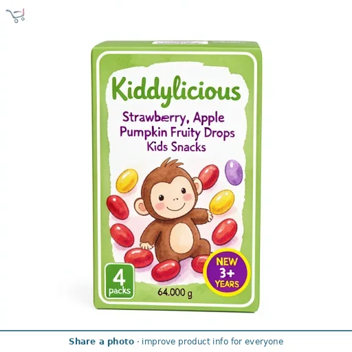 Kiddylicious Strawberry, Apple & Pumpkin Fruity Drops Kids Snacks 4x16g