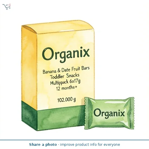 Organix Banana & Date Fruit Bars Toddler Snacks Multipack 6x17g 12 months+