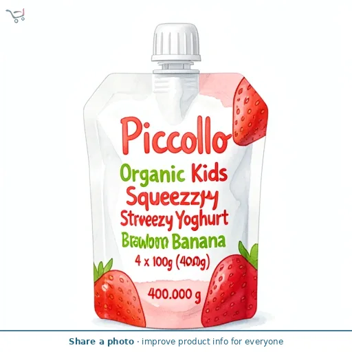 Piccolo Organic Kids Squeezy Yoghurt - Strawberry & Banana 4x100g