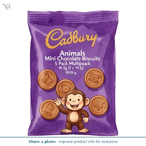 Cadbury Animals Mini Chocolate Biscuits 5 Pack Multipack 99.5g (5 x 19.9g)