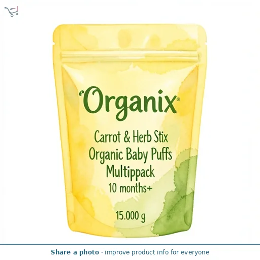 Organix Carrot & Herb Stix Organic Baby Snacks Puffs Multipack 4x15g 10 months+