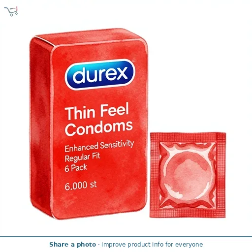 Durex Thin Feel Condoms Enhanced Sensitivity Regular Fit 6 Pack