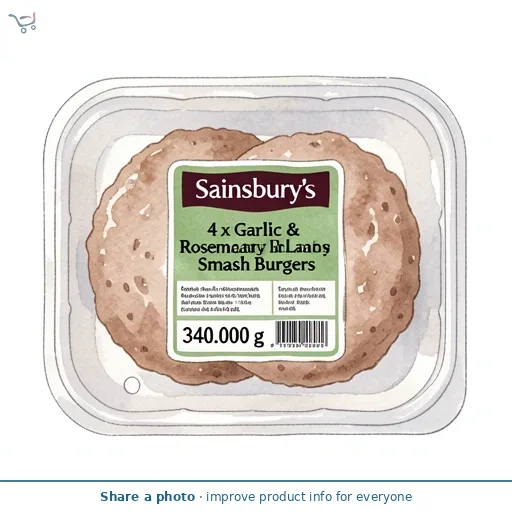 Sainsbury's 4 x Garlic & Rosemary Lamb Smash Burgers 340g